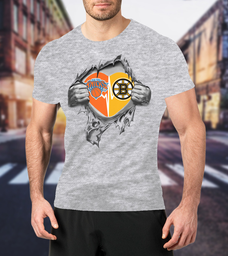 New York Knicks Boston Bruins It's In My Heart T-Shirt