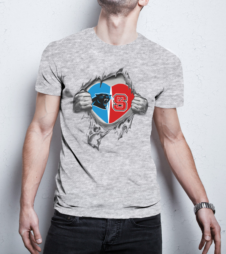 Panthers NC State Heart Icon Tear T-Shirt