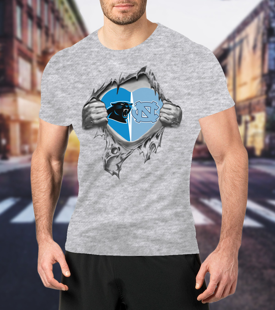 Carolina Panthers North Carolina Tar Heels Heart T-Shirt