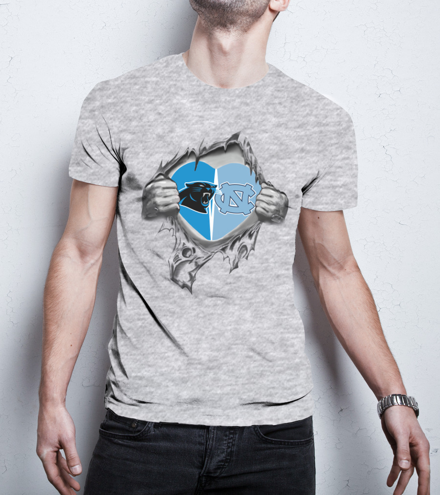 Carolina Panthers North Carolina Tar Heels Heart T-Shirt