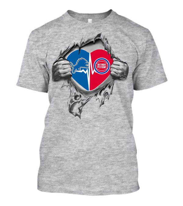 Detroit Lions Pistons Heart Logo Fusion T-Shirt
