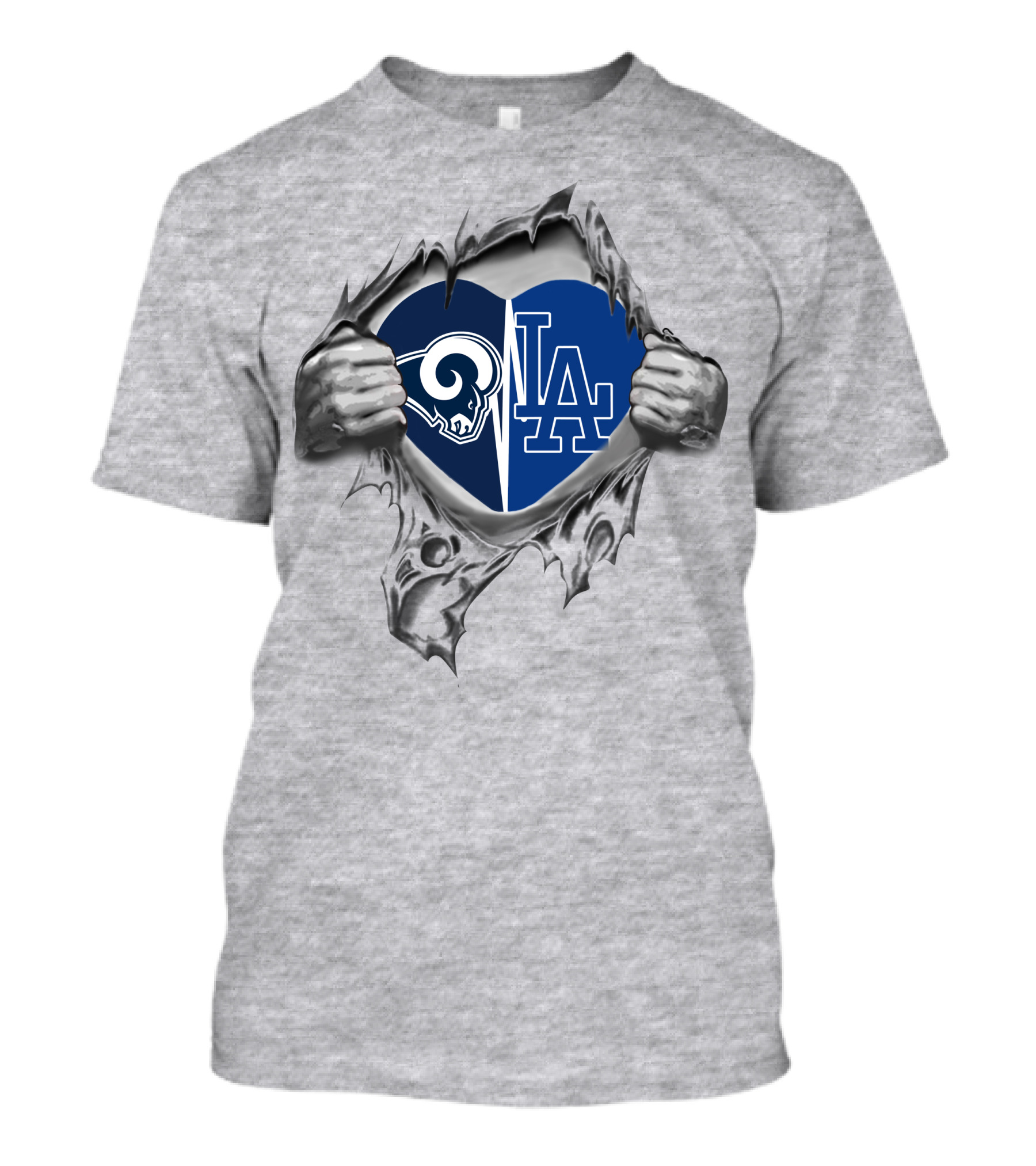 Rams Dodgers Split Heart Passion Hidden Logos T-Shirt