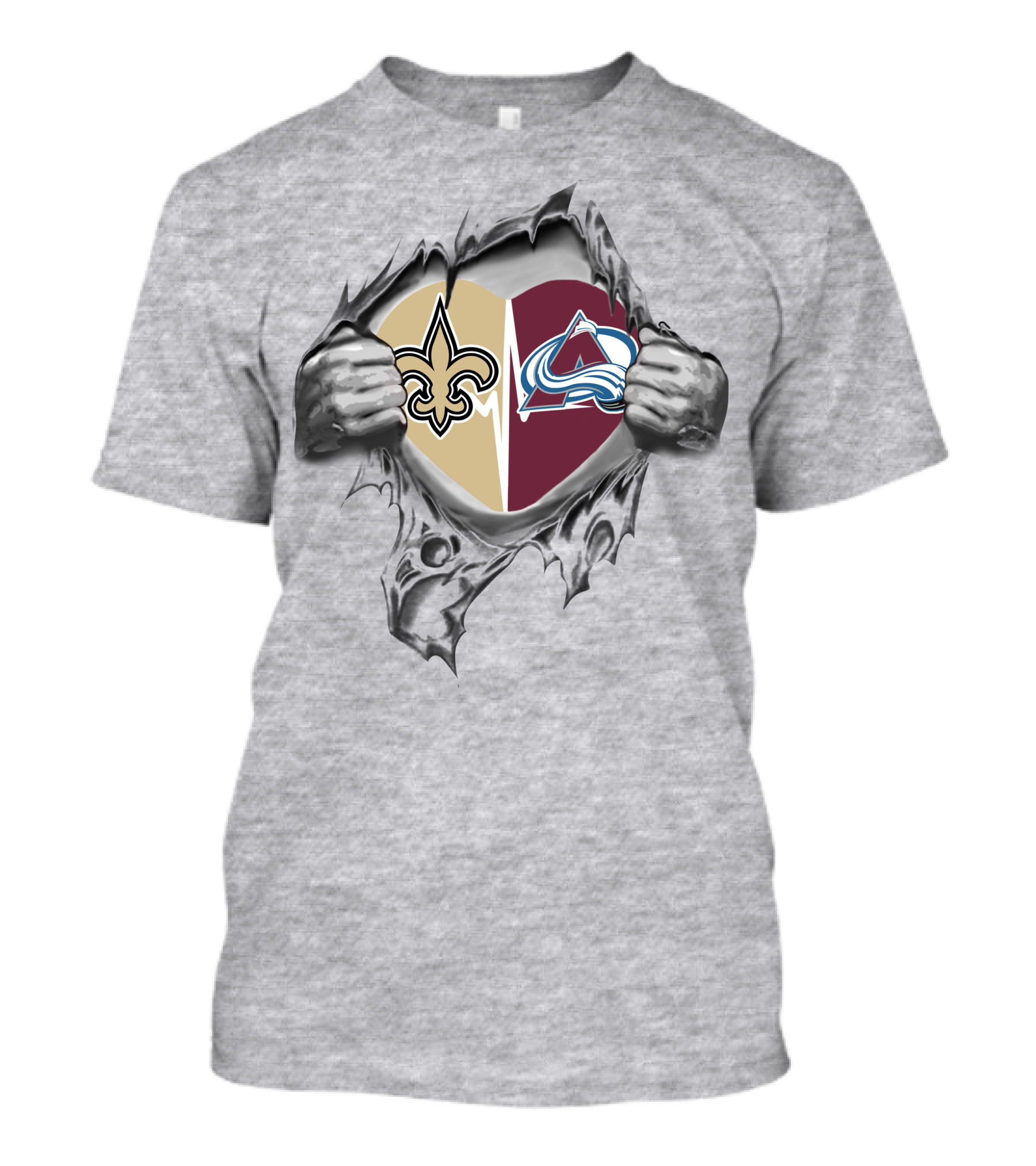 Saints Avalanche Heart Split With Iconic Symbols And Passionate Fandom T-Shirt