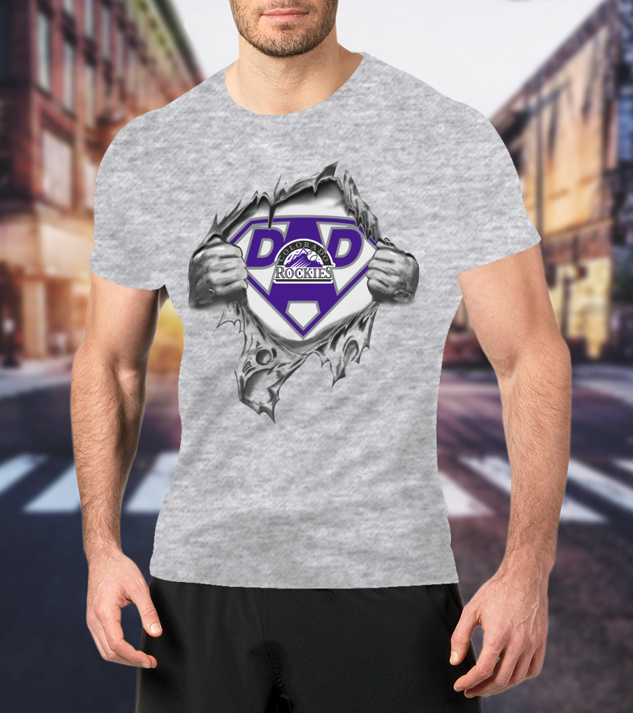 Colorado Rockies Super Dad Logo Emblem Blending Strength And Team Spirit T-Shirt