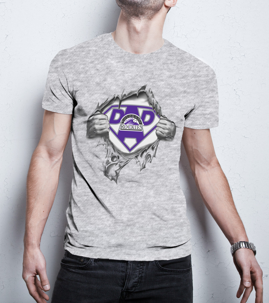 Colorado Rockies Super Dad Logo Emblem Blending Strength And Team Spirit T-Shirt