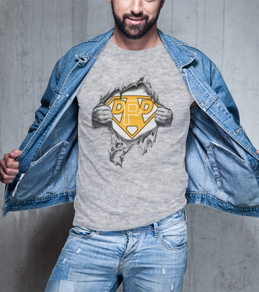 Pittsburgh Pirates Super Dad Logo Design With Ripped Chest Graphic Featuring Team Symbol T-Shirt