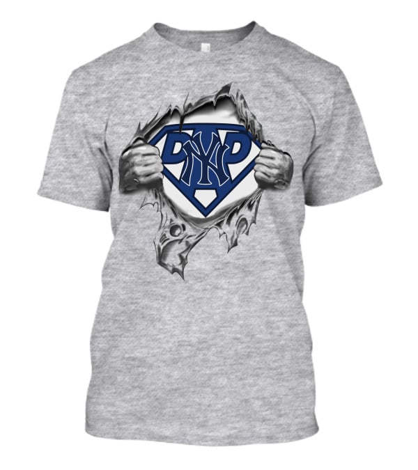 Yankees Super Dad NY Logo Emblem Torn Effect T-Shirt