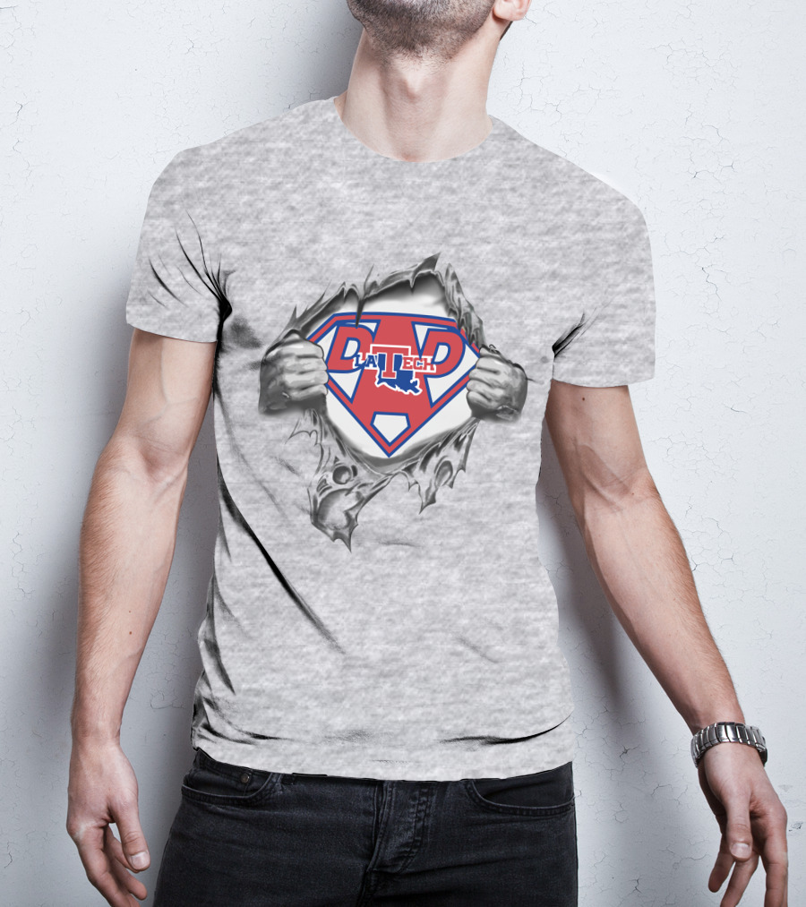 Louisiana Tech Super Dad Hero Emblem With La Tech T-Shirt