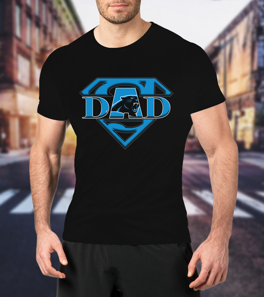 Panthers Super Dad Logo Emblem With Blue Panther T-Shirt