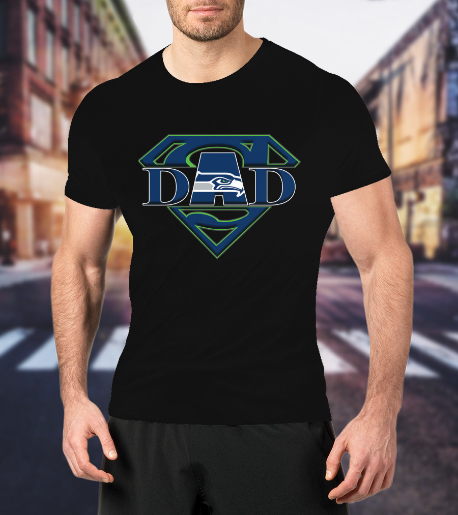 Seahawks Super Dad Logo With Superman T-Shirt