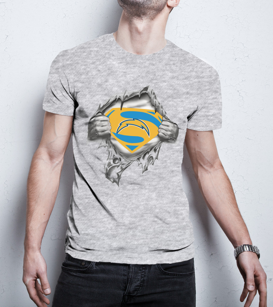 Chargers Superman Logo With Lightning Bolt T-Shirt