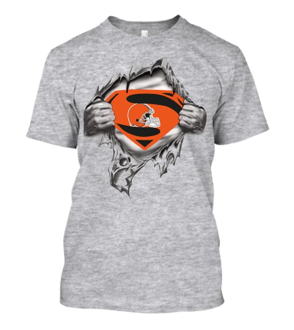 Indian Browns Super Man Cleveland Football Emblem Reveal T-Shirt