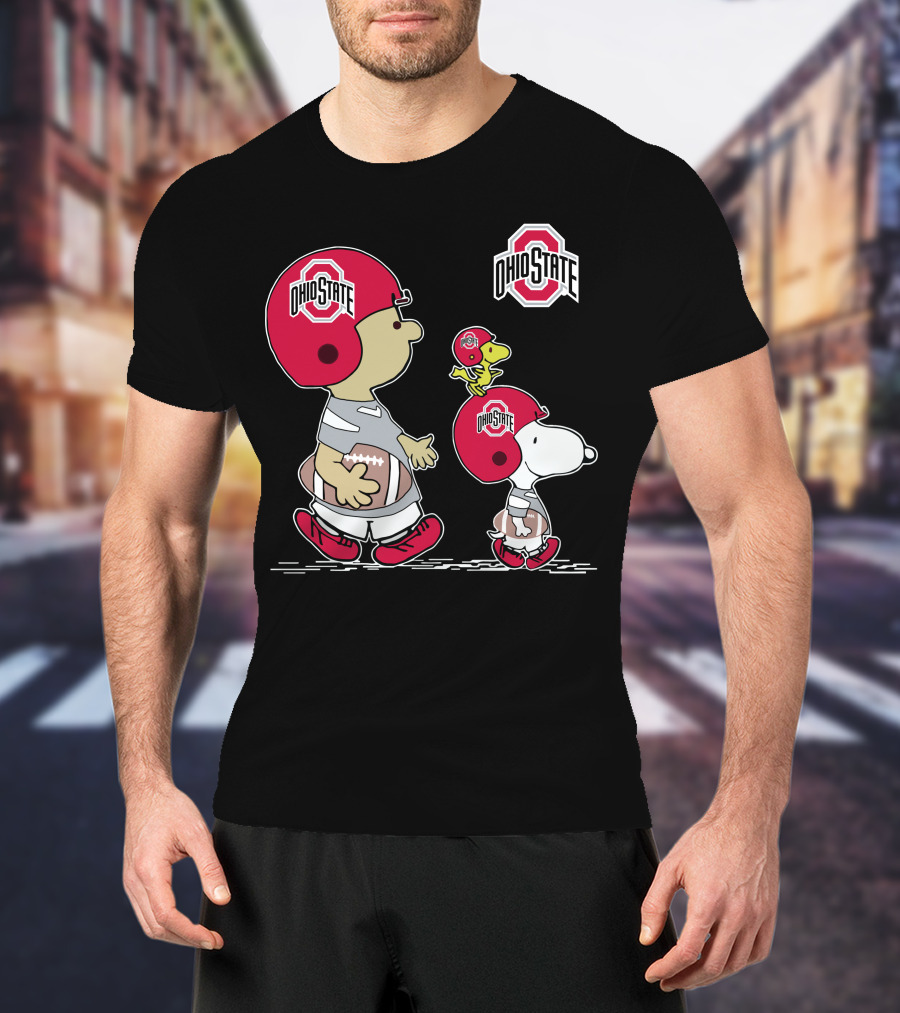 Ohio State Snoopy And Woodstock Football Helmets T-Shirt