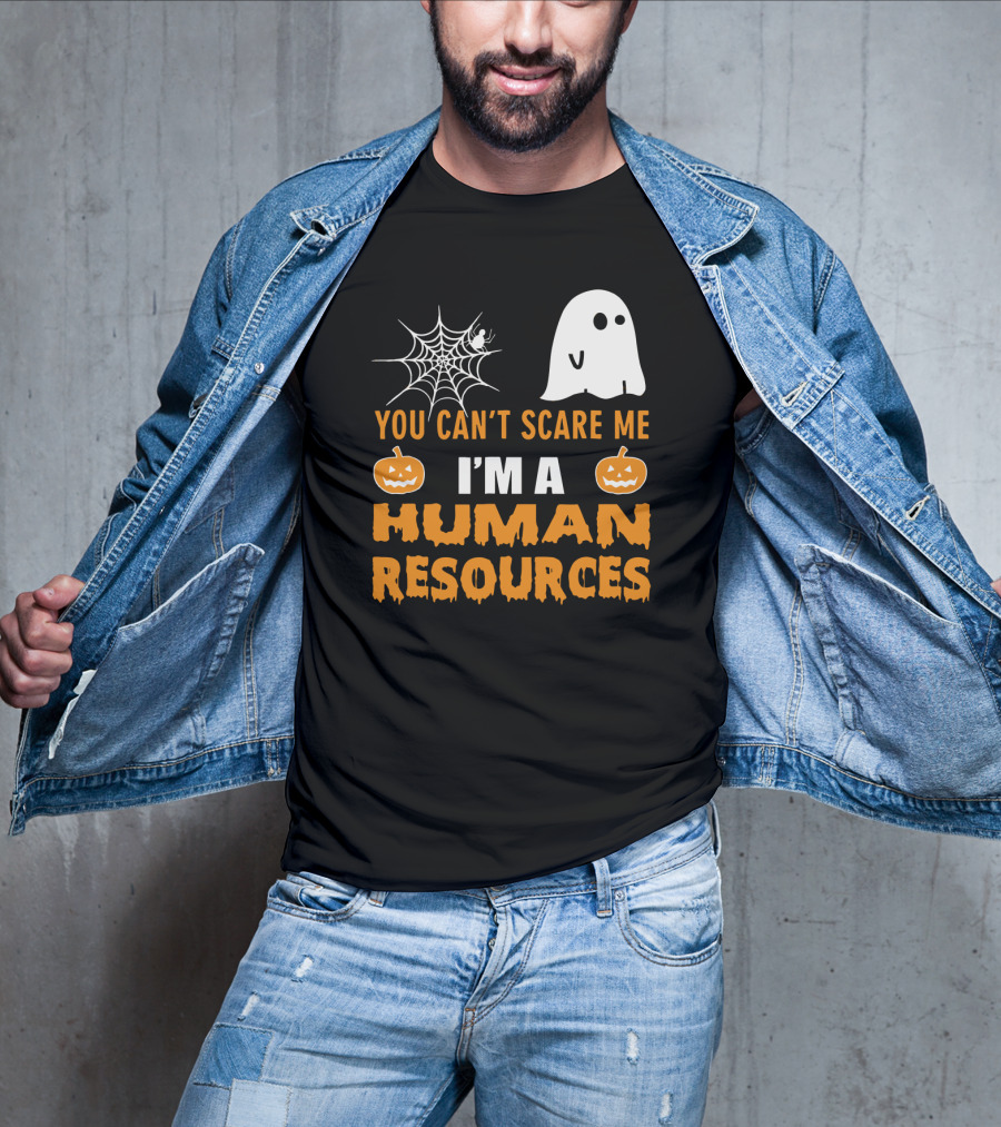 You Can't Scare Me I'm A Human Resources Halloween Spider Pumpkin Ghost T-Shirt