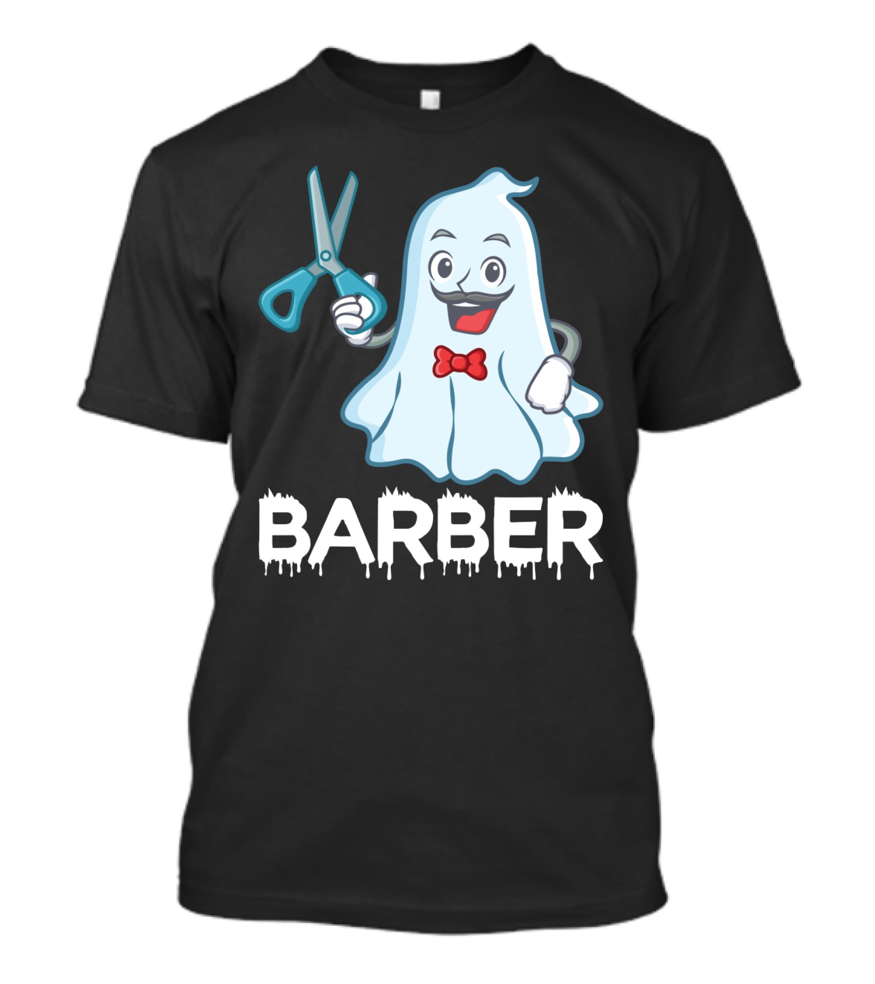 Halloween Ghost Barber Hairstylist Scissors Spirited T-Shirt