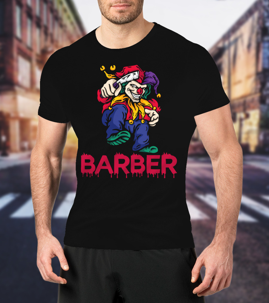 Barber Clown Halloween Razor Art T-Shirt