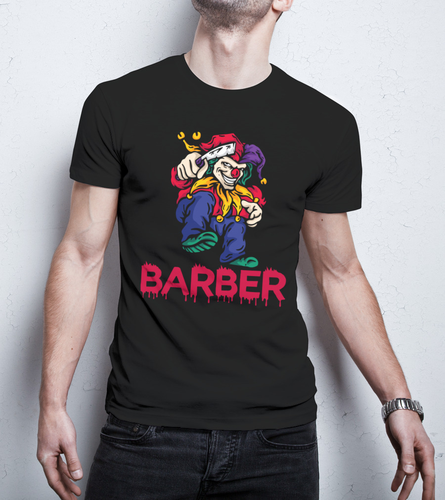 Barber Clown Halloween Razor Art T-Shirt