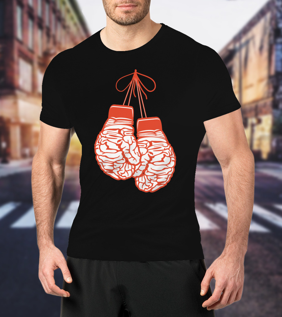Brain-Shaped Boxing Gloves Boxer Brain Training Gym T-Shirt