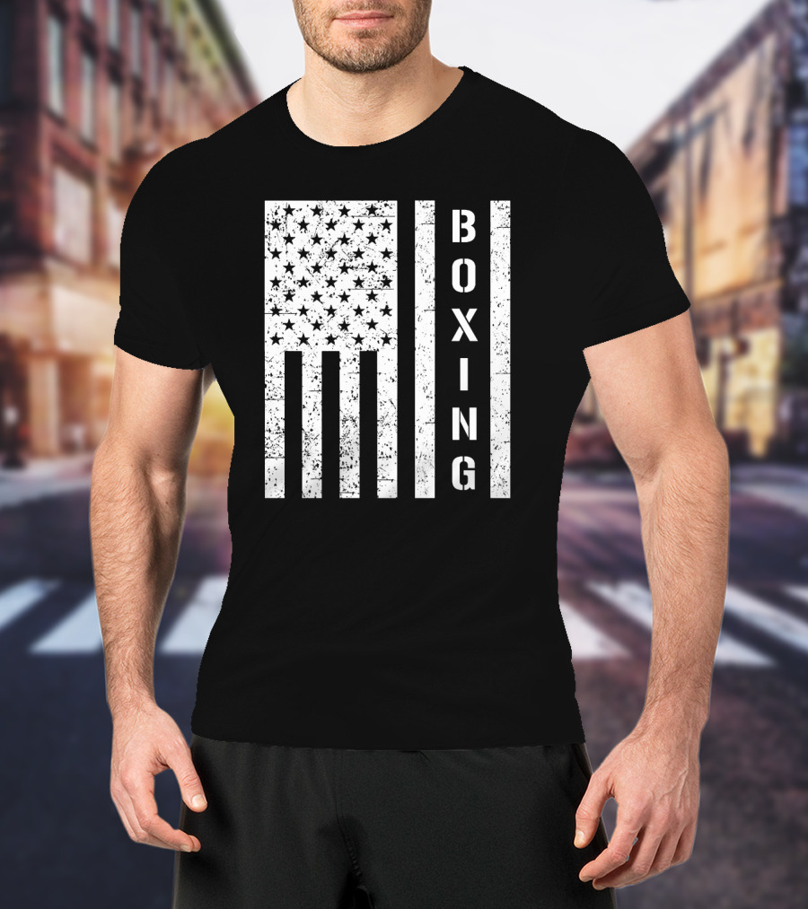 Boxing Vertical Stars Stripes USA Flag T-Shirt