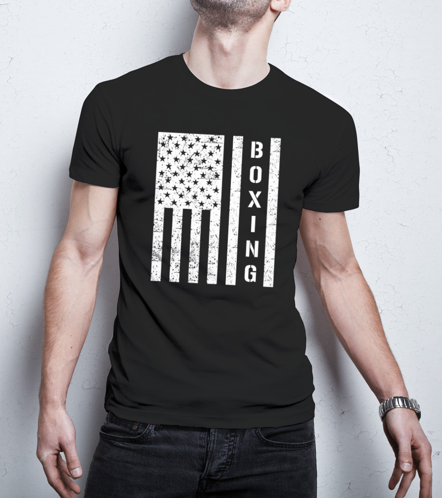 Boxing Vertical Stars Stripes USA Flag T-Shirt