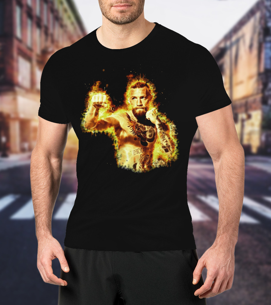 Conor Mcgregor Notorious Ufc 202 Fiery Fighter Mcgregor Tattoo Blaze T-Shirt