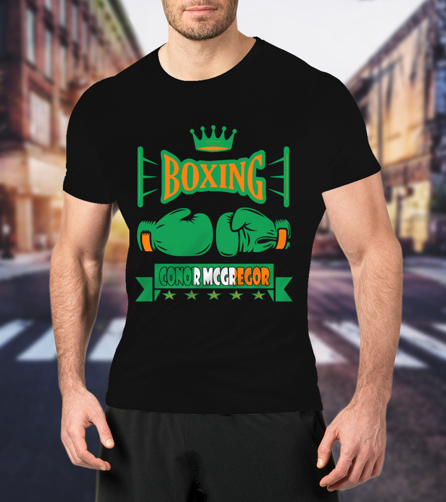 Boxing Conor Mcgregor Green Gloves Crown Stars T-Shirt