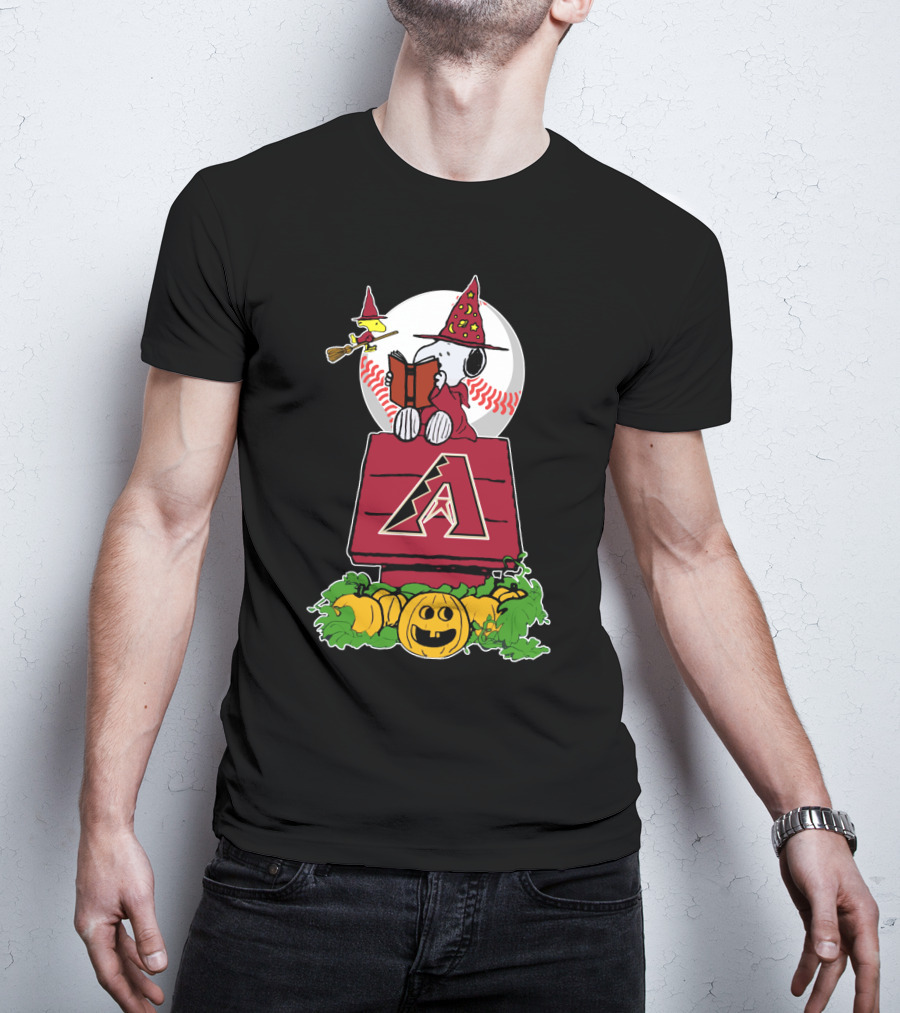 Snoopy Halloween Arizona Diamondbacks Pumpkin Scene T-Shirt