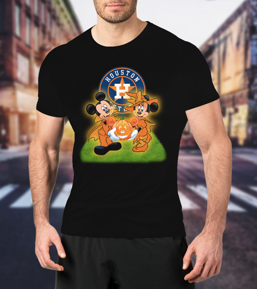Houston Astros Halloween Mickey And Minnie Pumpkin Magic T-Shirt