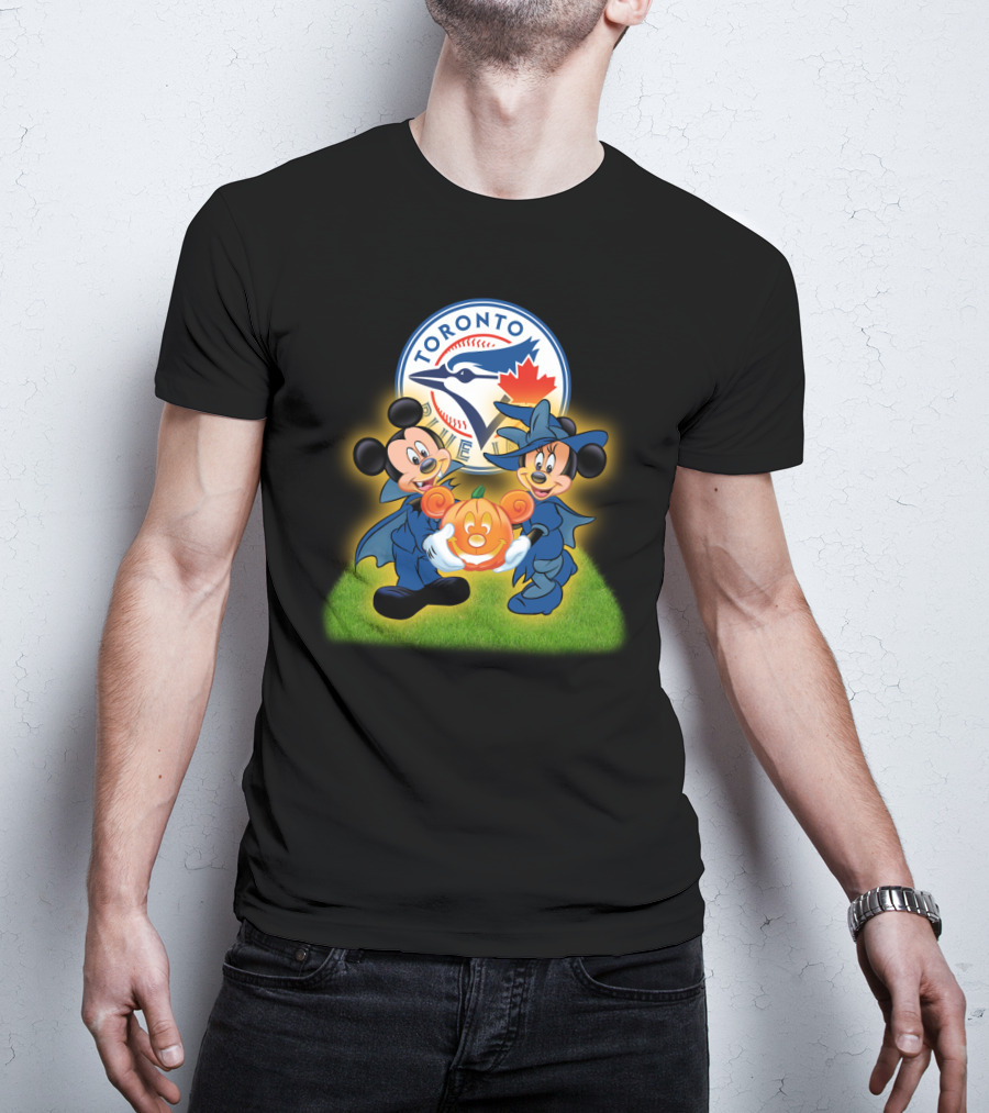 Toronto Blue Jays Halloween Mickey And Minnie Pumpkin T-Shirt