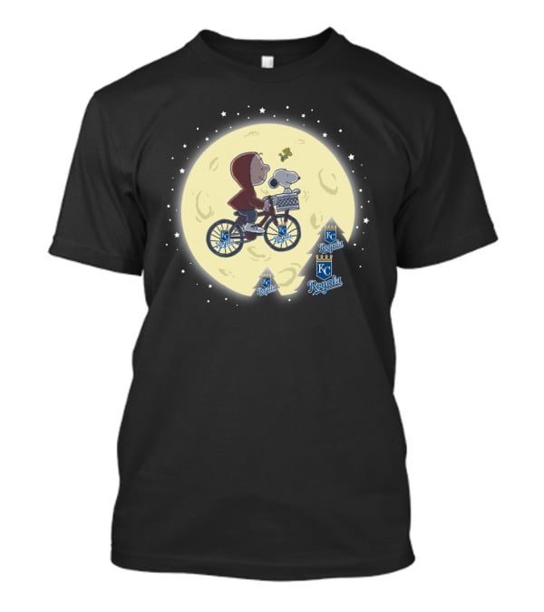 Kansas City Royals Halloween Moonlit Bicycle Ride With Snoopy And Woodstock T-Shirt