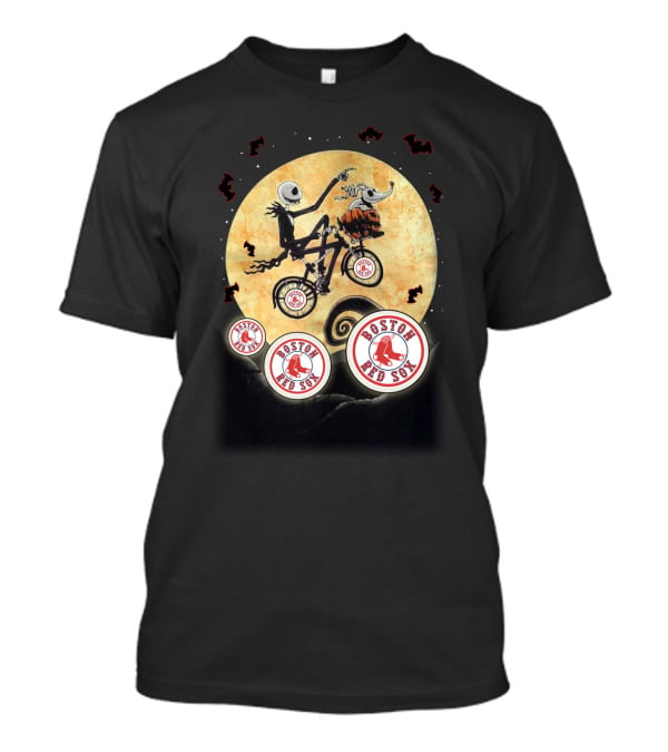 Boston Red Sox Halloween Nightmare Moon Bicycle Scene T-Shirt