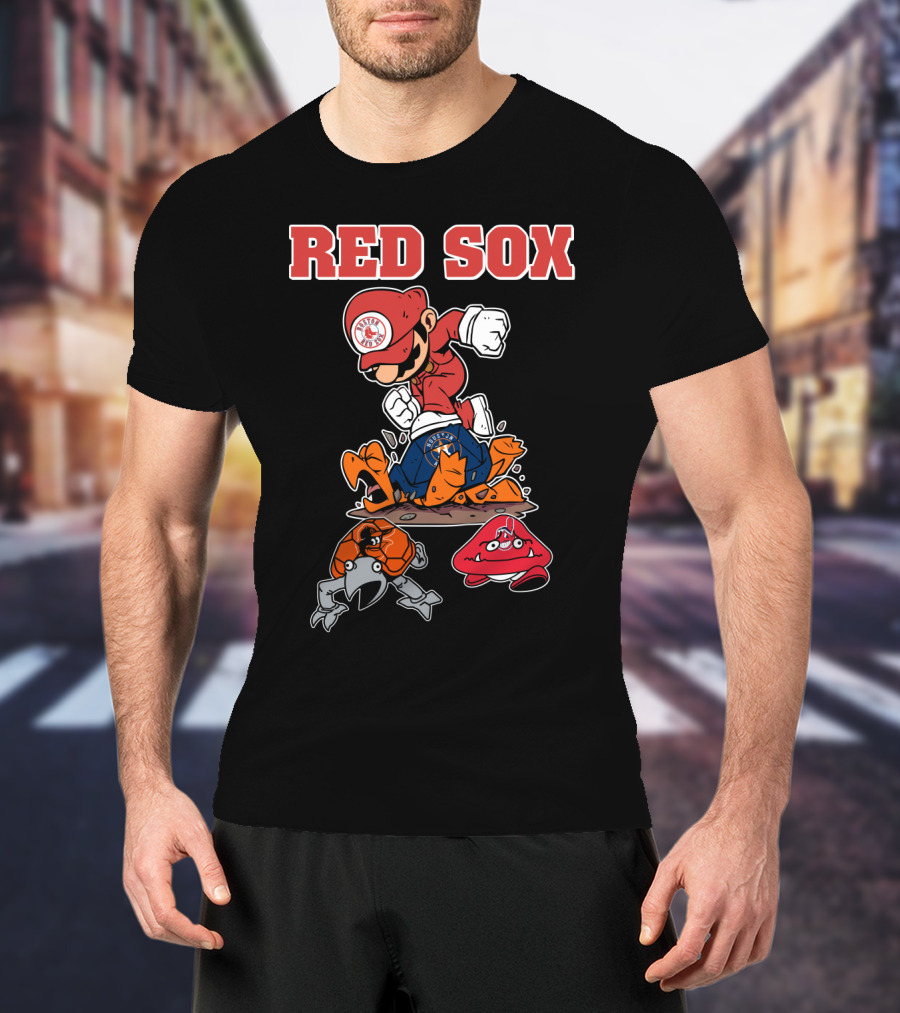 Red Sox Mario Parody With Crab And Claw Enemies T-Shirt