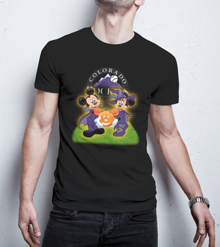 Colorado Rockies Halloween Mickey Minnie Pumpkin T-Shirt