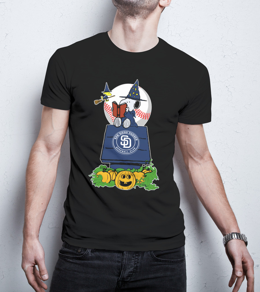 San Diego Padres Halloween Peanuts Characters Baseball Scene T-Shirt
