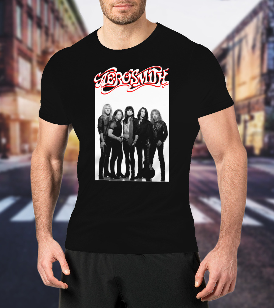 Aerosmith Band Classic Black And White Photo T-Shirt
