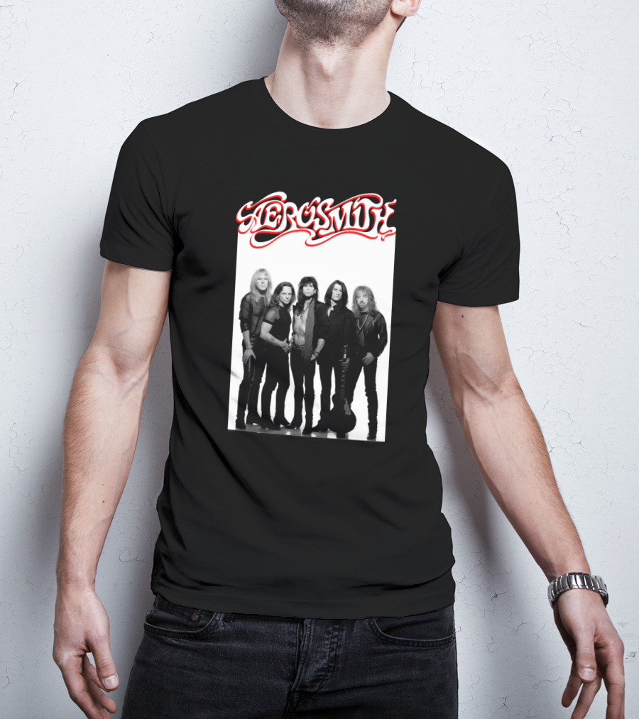 Aerosmith Band Classic Black And White Photo T-Shirt