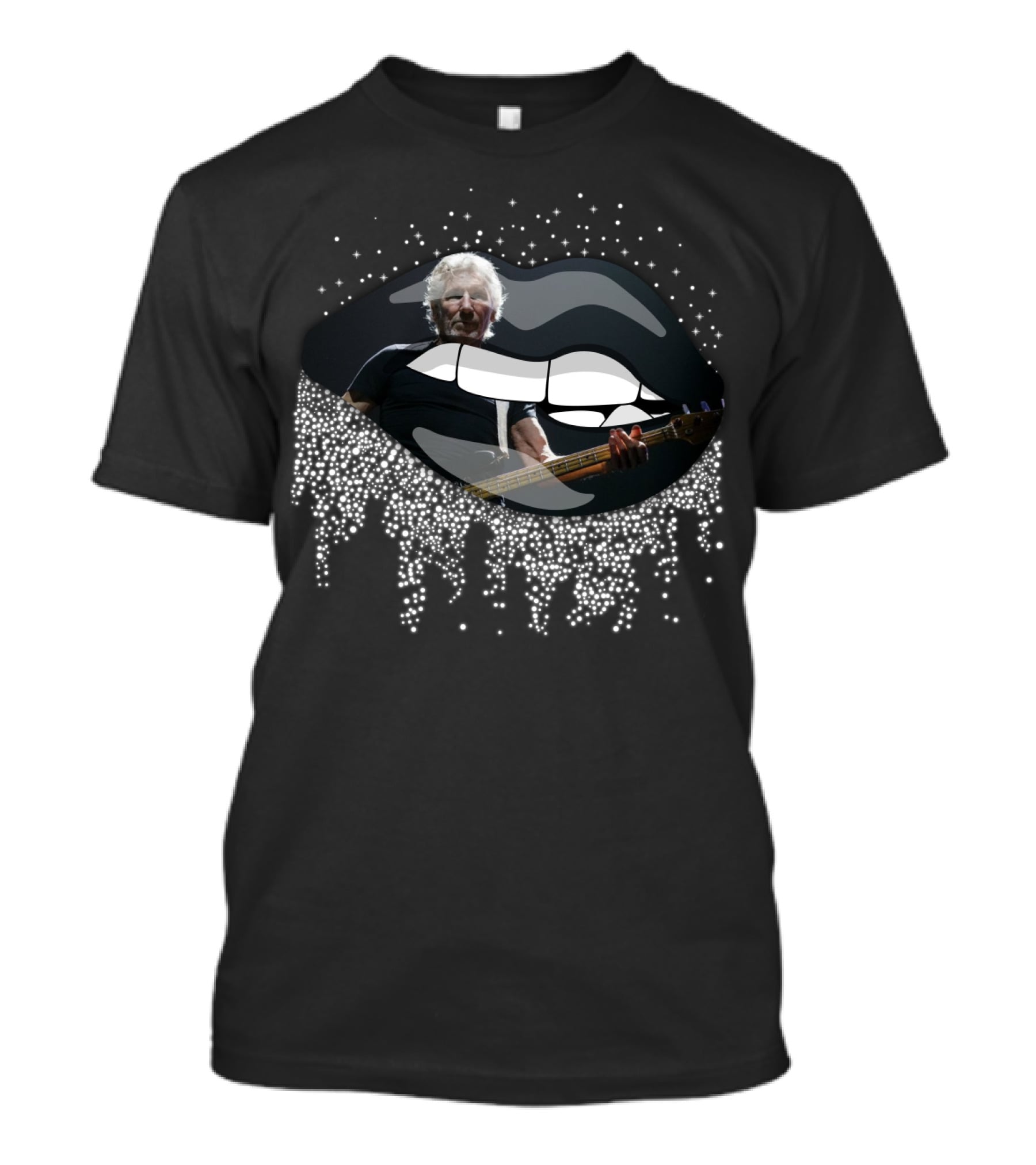 Roger Waters Guitar Performance Surreal Dripping Lips T-Shirt