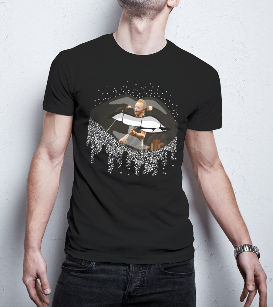 Sting Music Performance In Glittering Lips T-Shirt