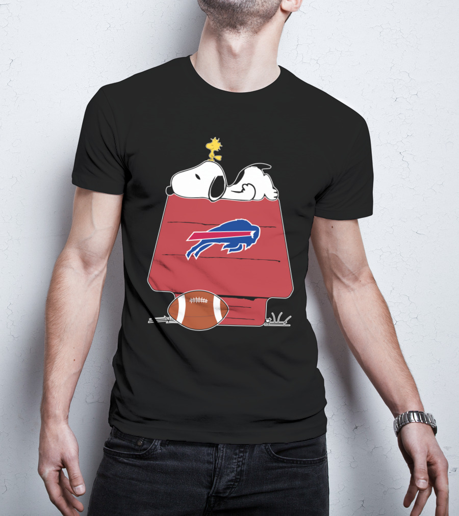 Snoopy Buffalo Bills Football Doghouse With Woodstork T-Shirt