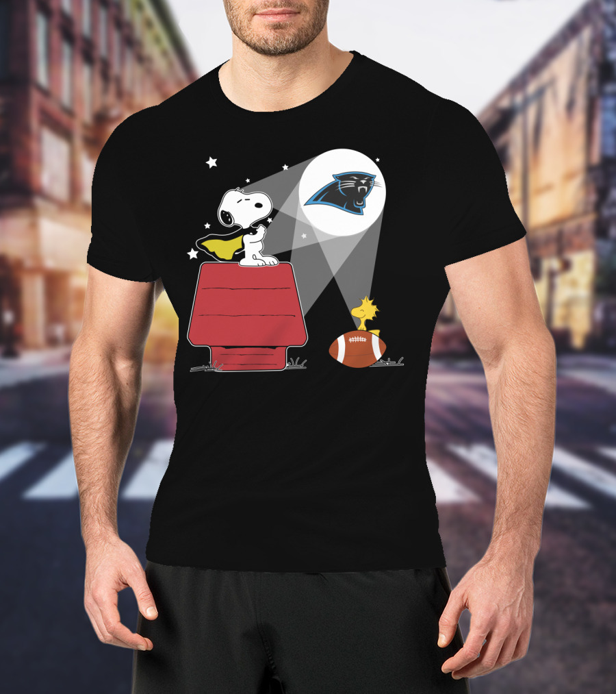 Snoopy Woodstock Carolina Panthers Football Peanuts Fan Tribute T-Shirt