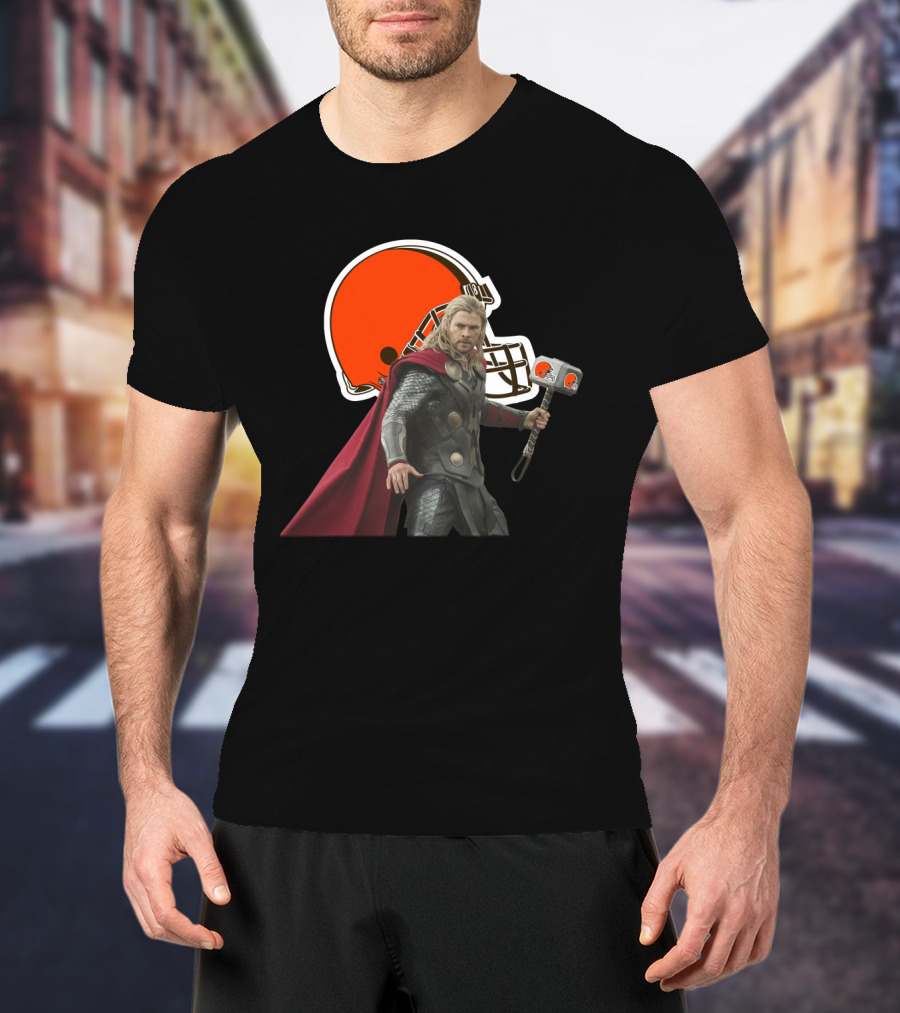 Cleveland Browns Thor Crossover Helmet And Hammer T-Shirt