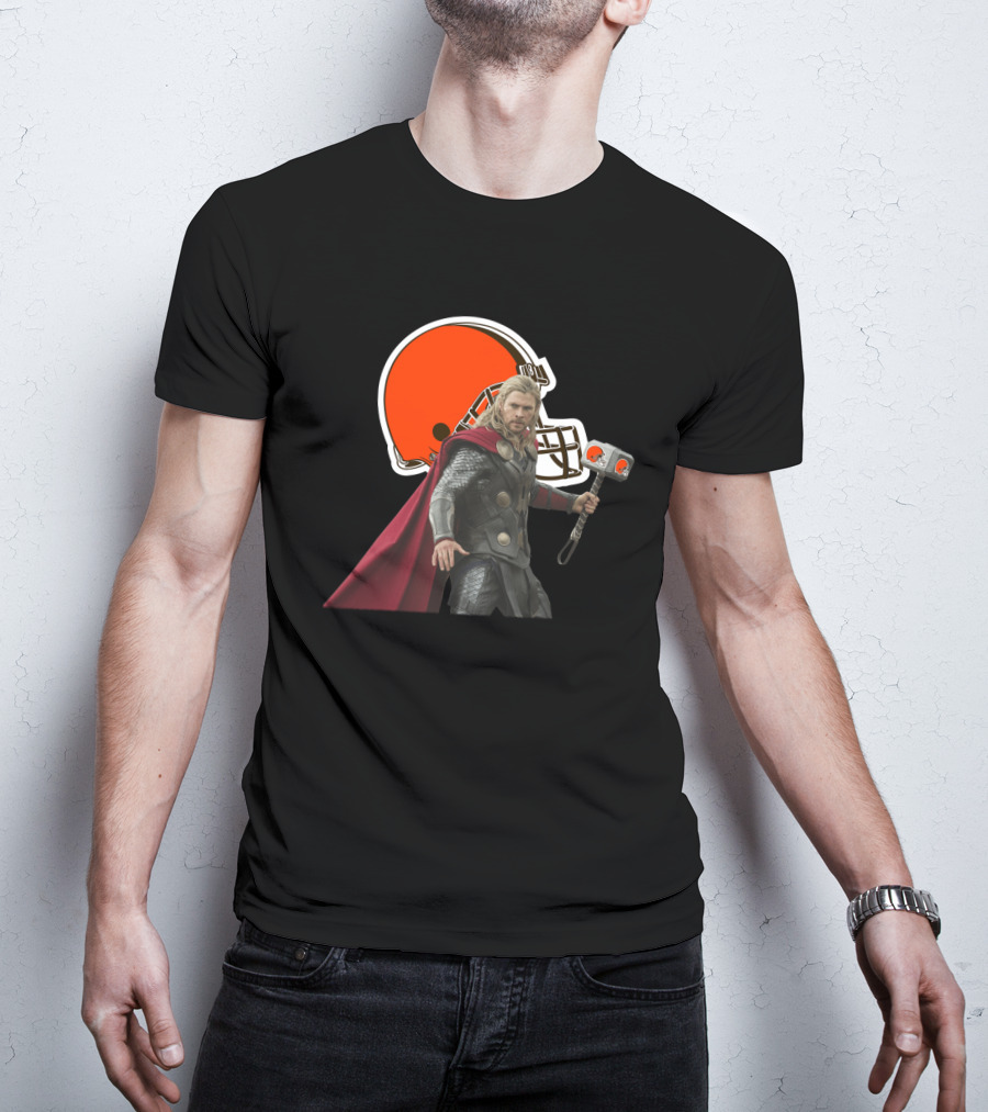 Cleveland Browns Thor Crossover Helmet And Hammer T-Shirt