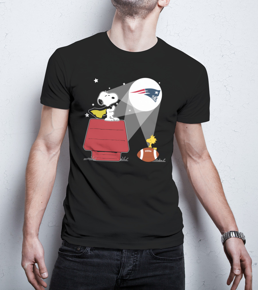 Snoopy Woodstock Peanuts New England Patriots Spotlight T-Shirt