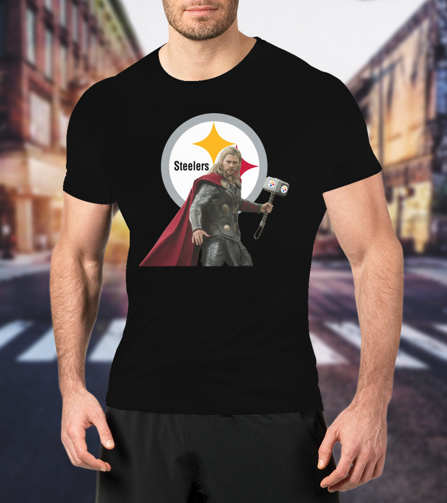 Steelers And Red Cape Hero With Hammer T-Shirt
