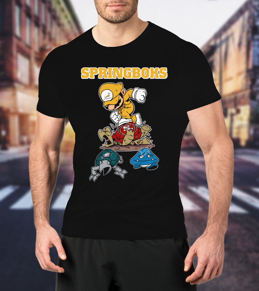 Springboks Jumping Character Over Enemies T-Shirt