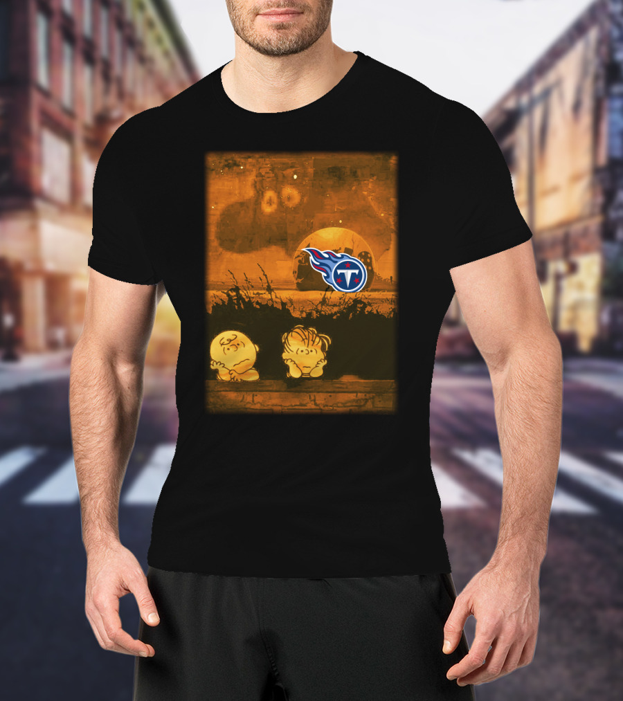 Halloween Tennessee Titans Peanuts Crossover Pumpkin Patch Scene T-Shirt