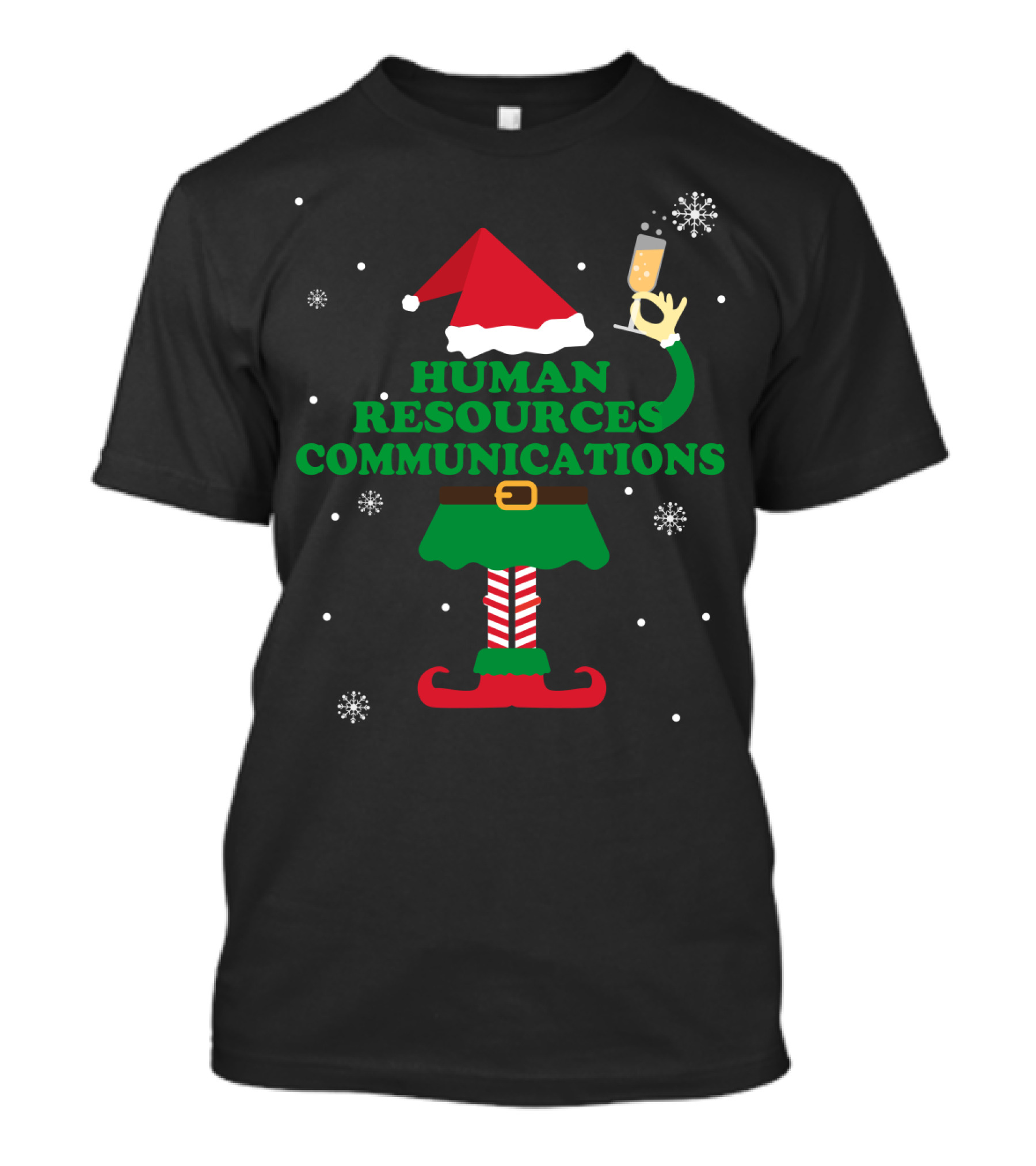 Human Resources Communications Elf Champagne Christmas T-Shirt