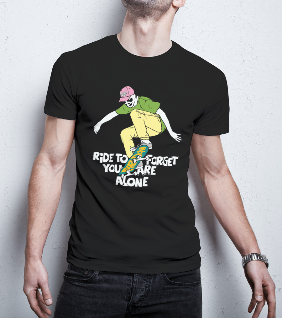 Ride To Forget You Are Alone Skateboard Freedom Skate Ride Rorschach T-Shirt
