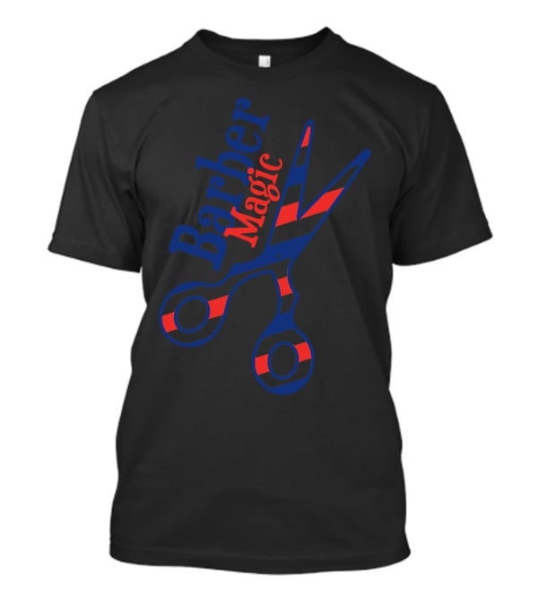 Barber Magic Red Blue Striped Scissors T-Shirt