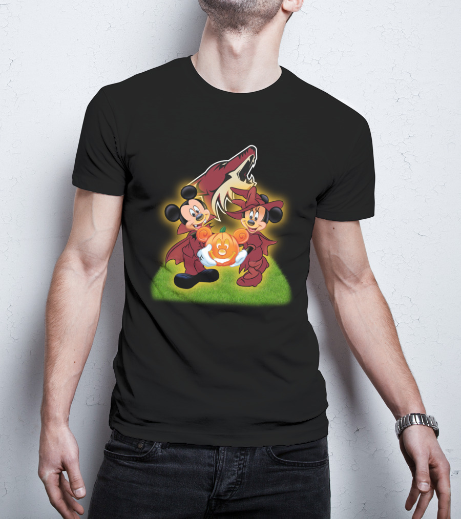 Halloween Arizona Coyotes Mickey Minnie Pumpkin T-Shirt